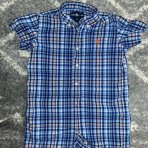 24 Months Ralph Lauren Blue Plaid Short Sleeve Romper